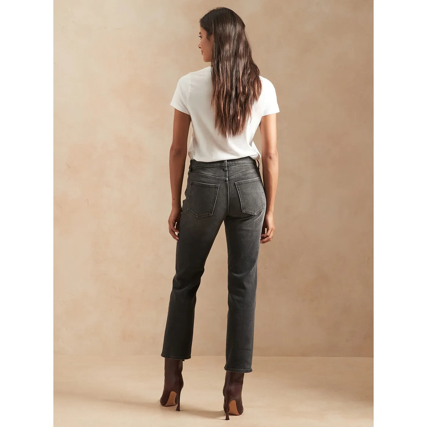 BR High Rise Charcoal Straight Jeans