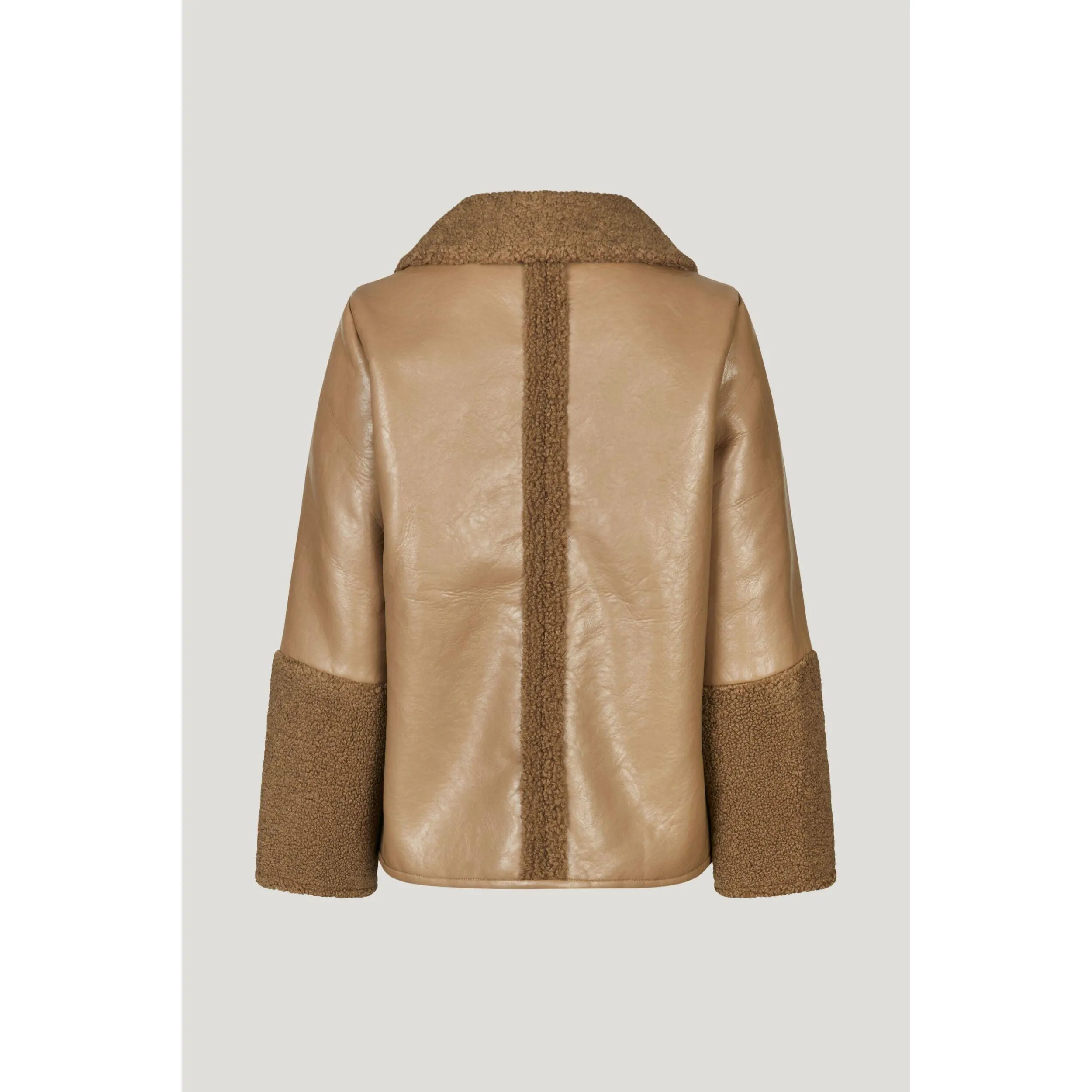 BRIONA Shearling Detail Short Coat Camel