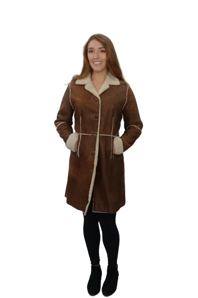 Brown Shearling 3/4 Coat