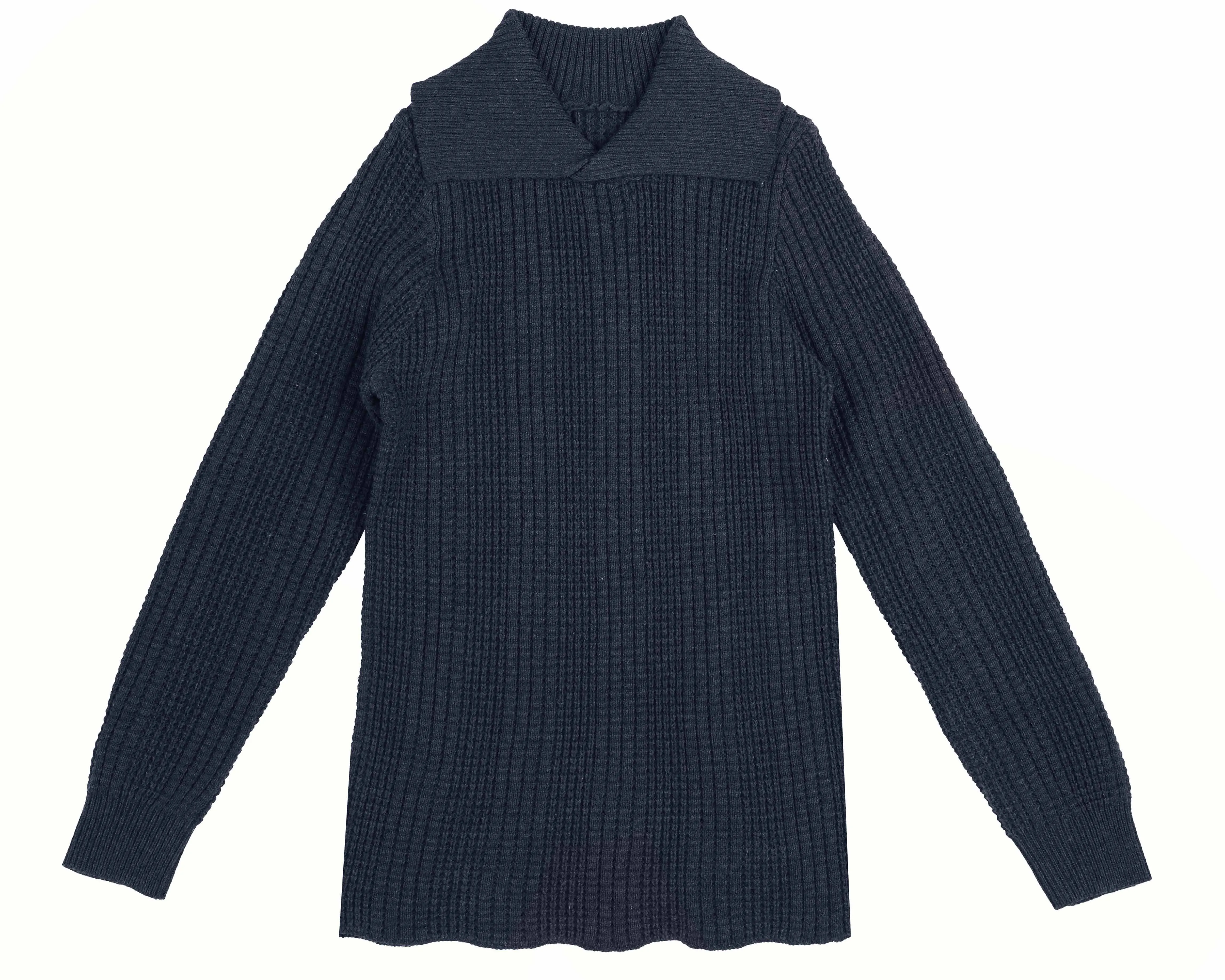 BT Navy Waffle Collared Top