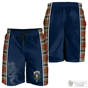 Buchanan Old Dress Tartan Men's Shorts with Family Crest and Lion Rampant Vibes Sport Style