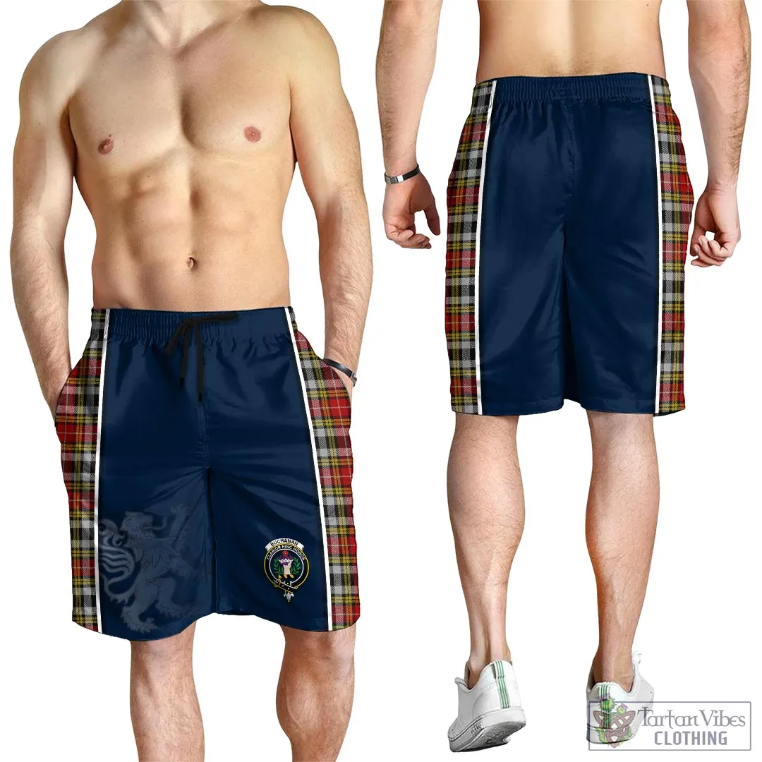 Buchanan Old Dress Tartan Men's Shorts with Family Crest and Lion Rampant Vibes Sport Style