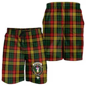 Buchanan Tartan Mens Shorts with Family Crest