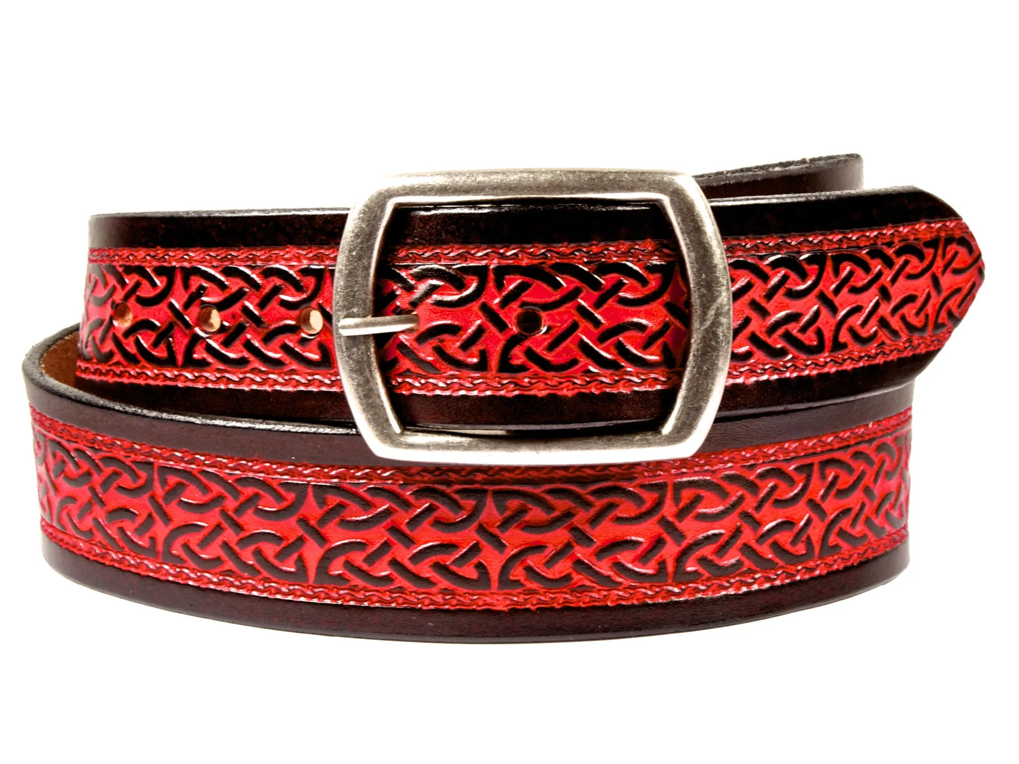 Celtic Scroll Wide Leather Belt