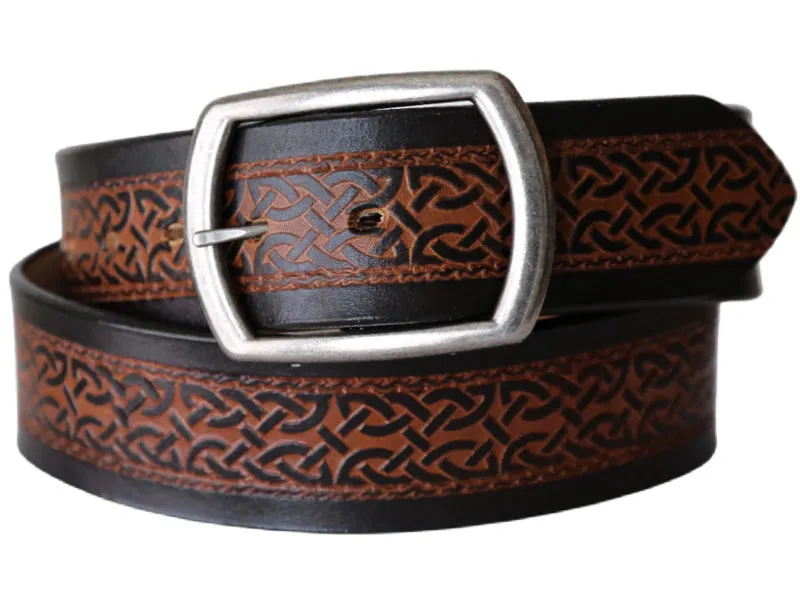 Celtic Scroll Wide Leather Belt