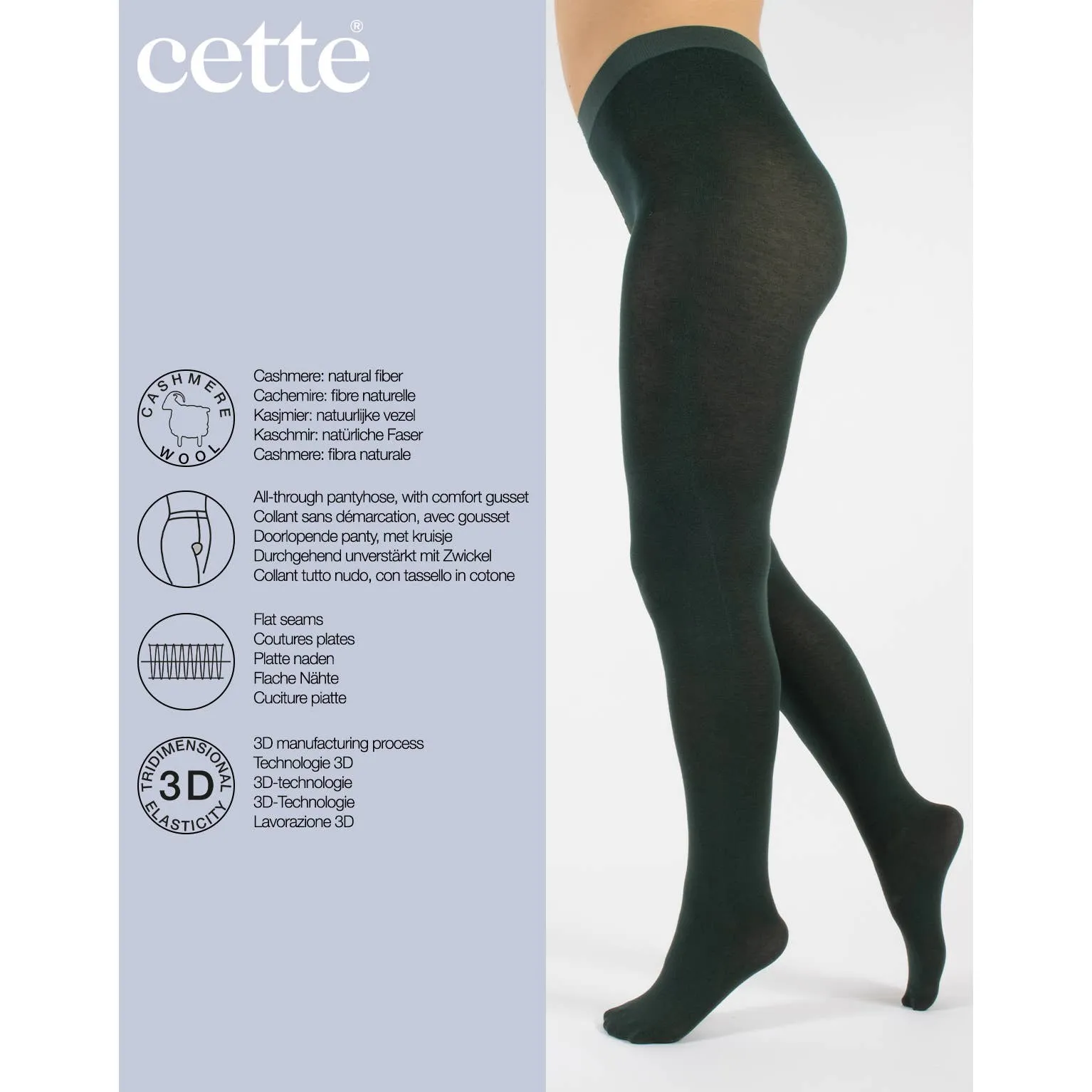 Cette Cashmere Wool Tights in Emerald