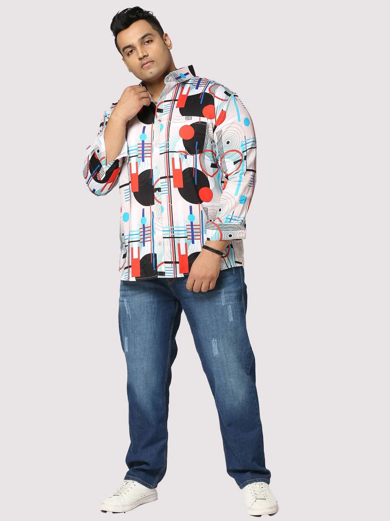 Circle Dance Printed Full Sleeve Men's Plus Size