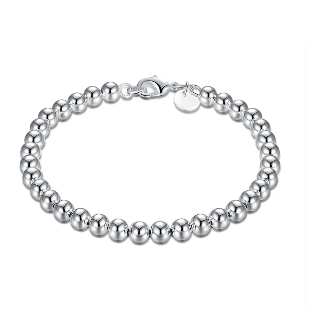 Classic 6mm Beads Silver Bracelet for Women all-day wear Perfect for any occasion