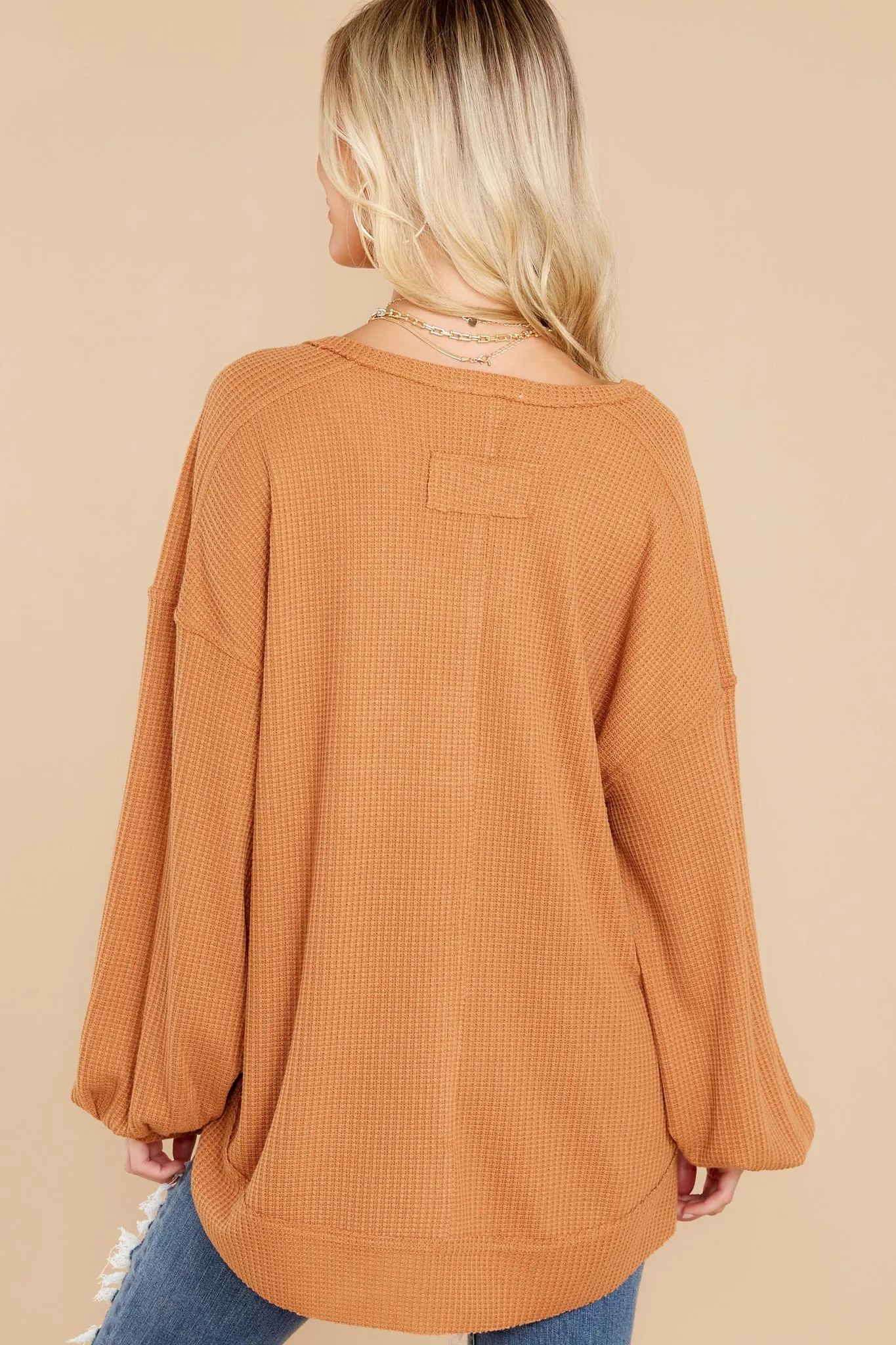 Cozy Warmth Camel Waffle Knit Top