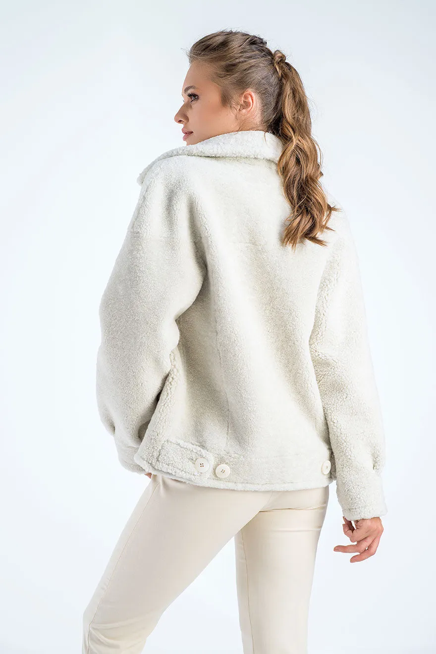 Cream Natural Sheepskin Shearling Jacket