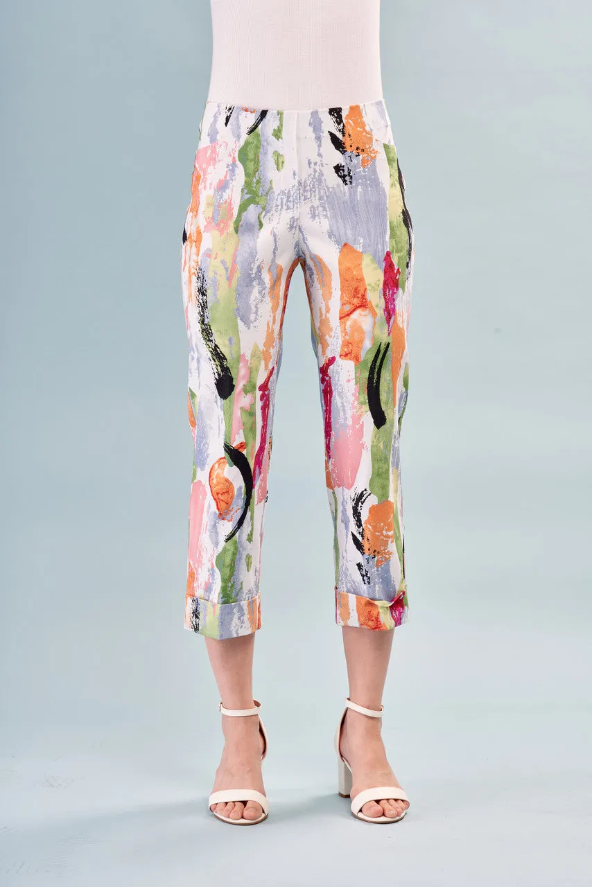 Cuffed Printed Cropped Techno Pants