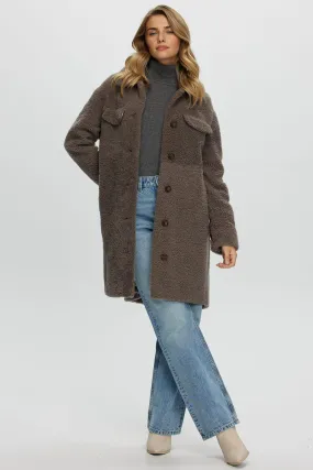 CURLY SHEARLING LAMB SHORT COAT, BELT