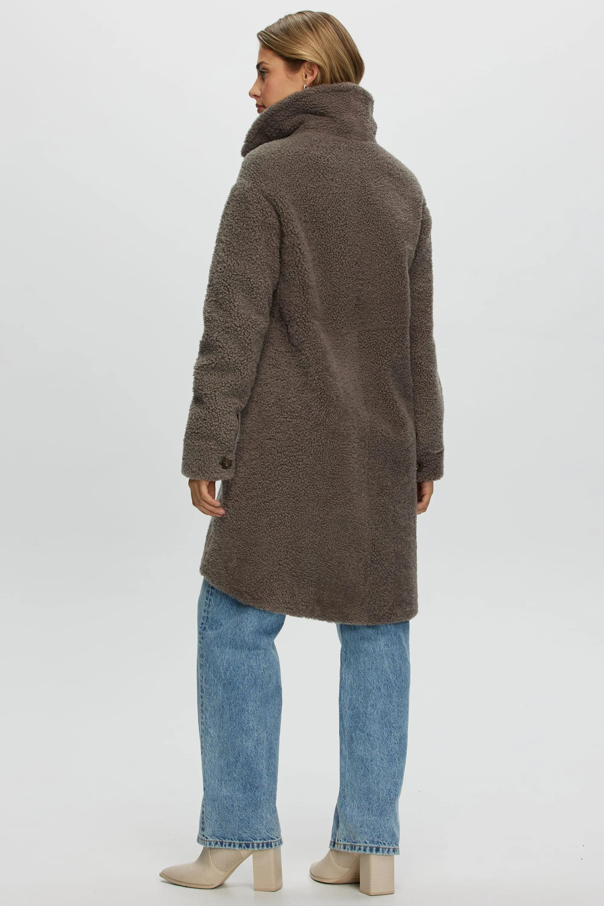 CURLY SHEARLING LAMB SHORT COAT, BELT