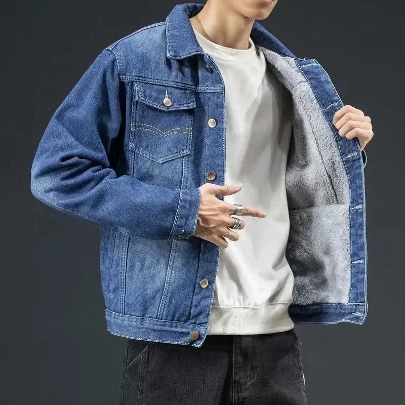 DENIM FLEECE LINED COAT