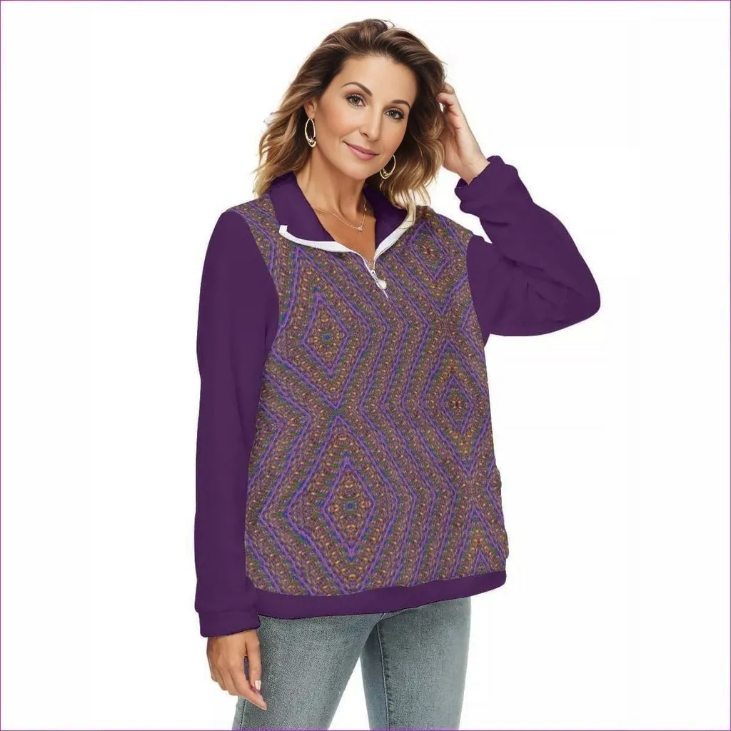 Derma Womens Borg Sweatshirt With Half Zip