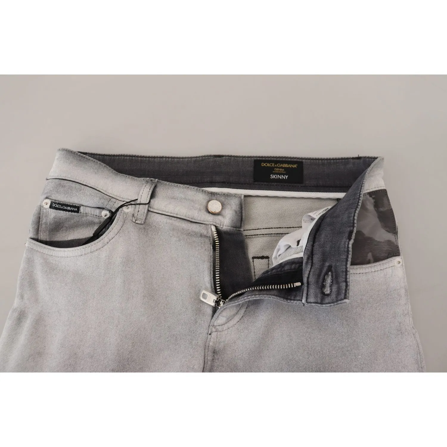 Dolce & Gabbana Elegant Gray Washed Cotton Blend Pants