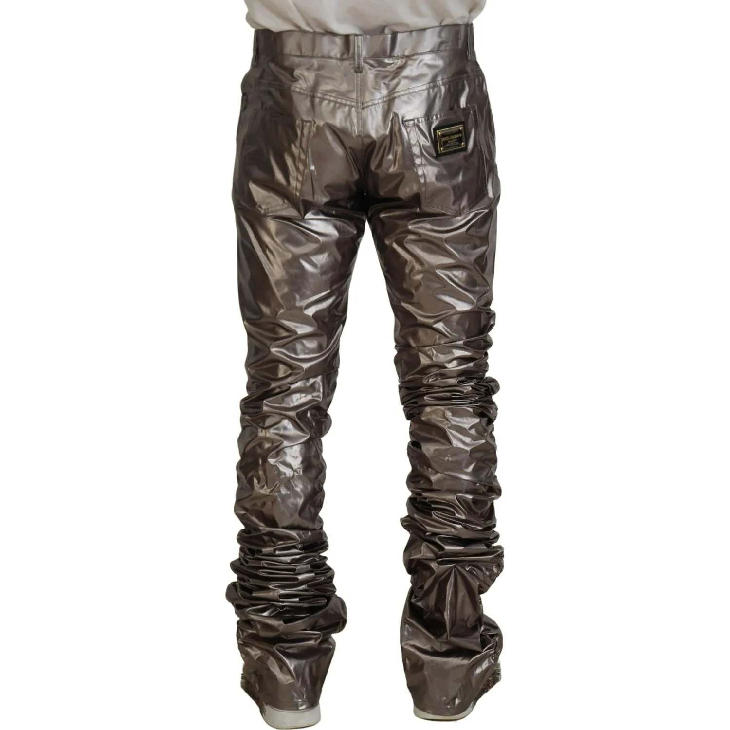 Dolce & Gabbana Metallic Silver Casual Pants