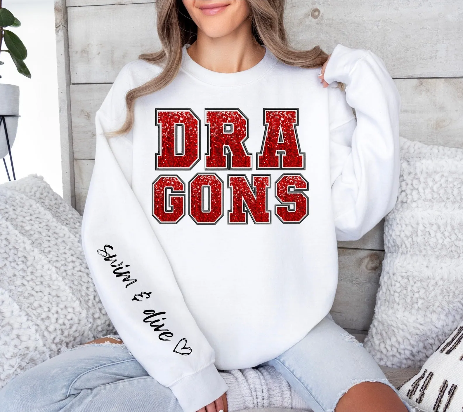 Dragons Faux Rhinestone Sweatshirt