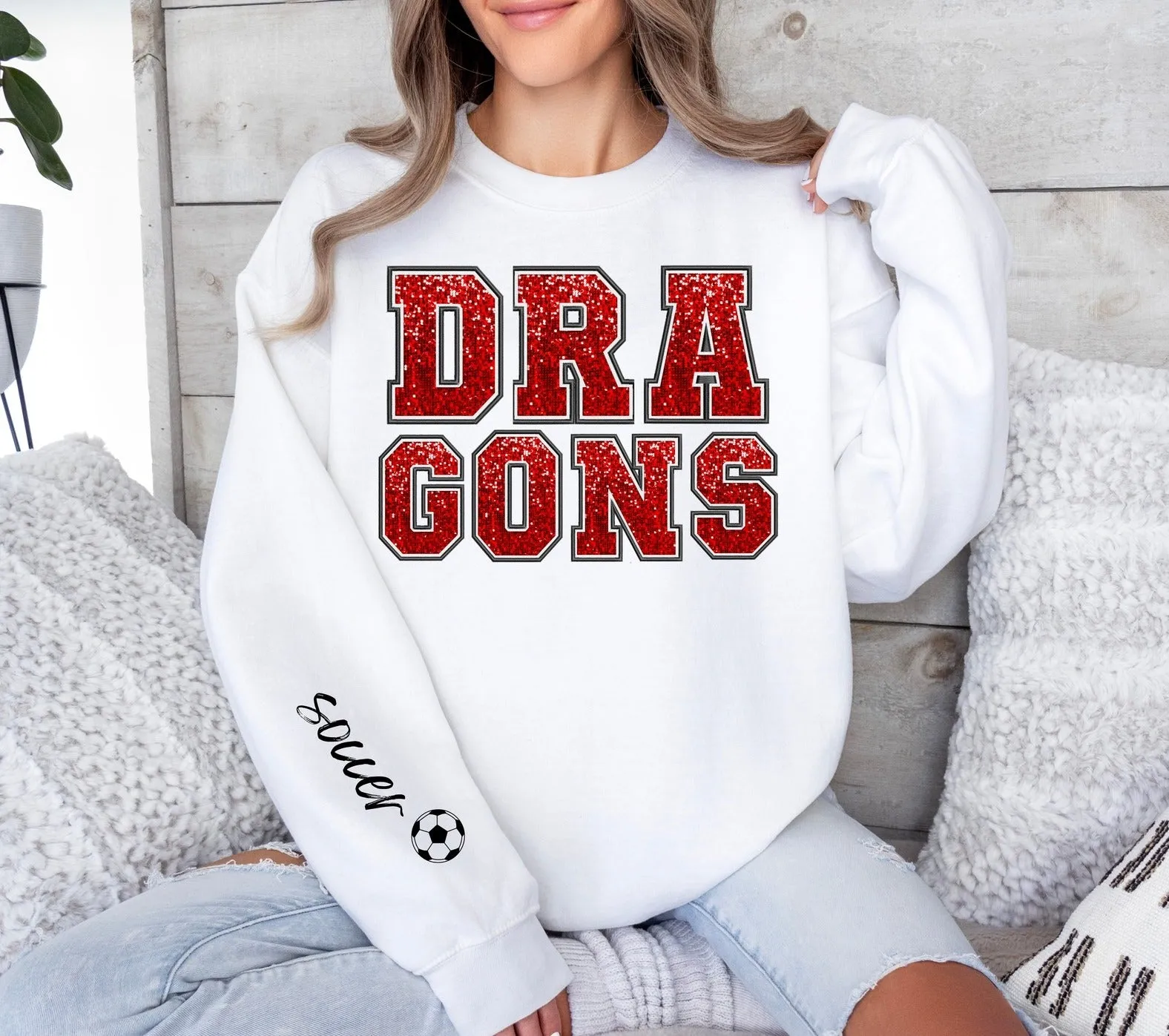 Dragons Faux Rhinestone Sweatshirt