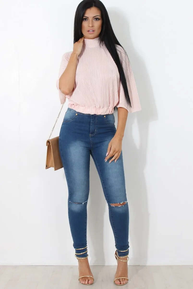 Elley Pink High Neck Top