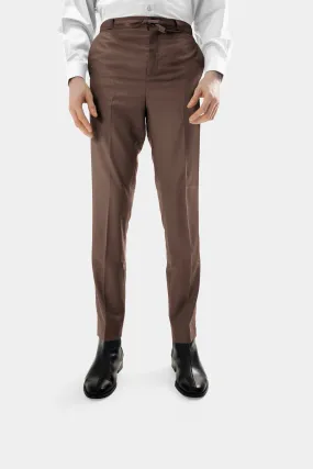 Extended Length Long Sleeve Wool Pants in Brown