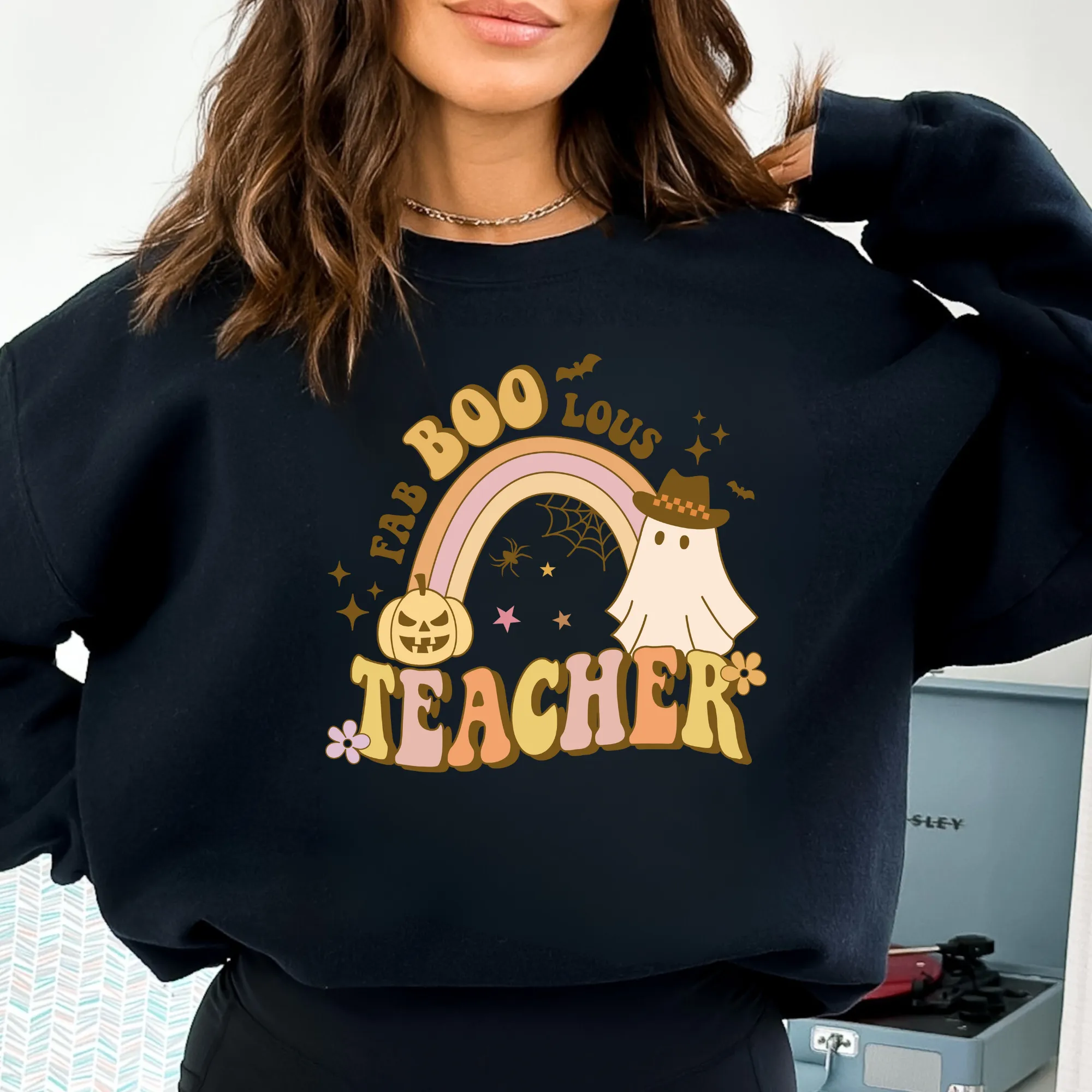 Faboolous Teacher Halloween Crewneck Sweatshirt