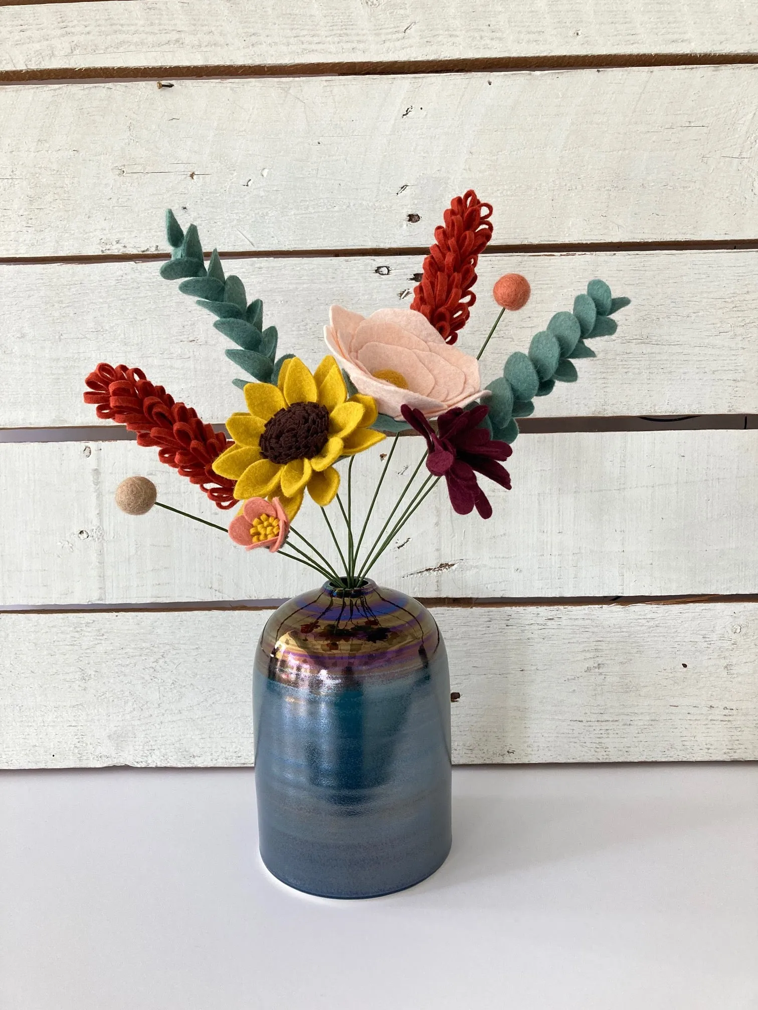 Fall Perfect Pairing: Medium Teal Vase with Large Bouquet