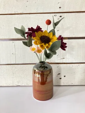 Fall Perfect Pairing: Small TDeep Sienna Vase with Medium Bouquet