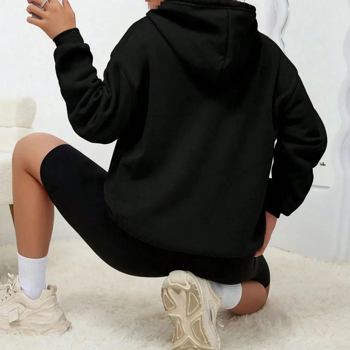 Fashionable Polo Shirt Hooded Sweatshirt For Women Hip Hop Style Autumn Season Lovers Valley Girls Casual Clothing