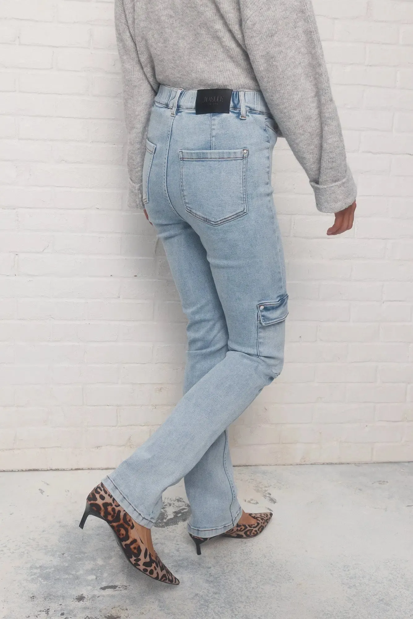 Fassety | Jeans cargo bleu délavé