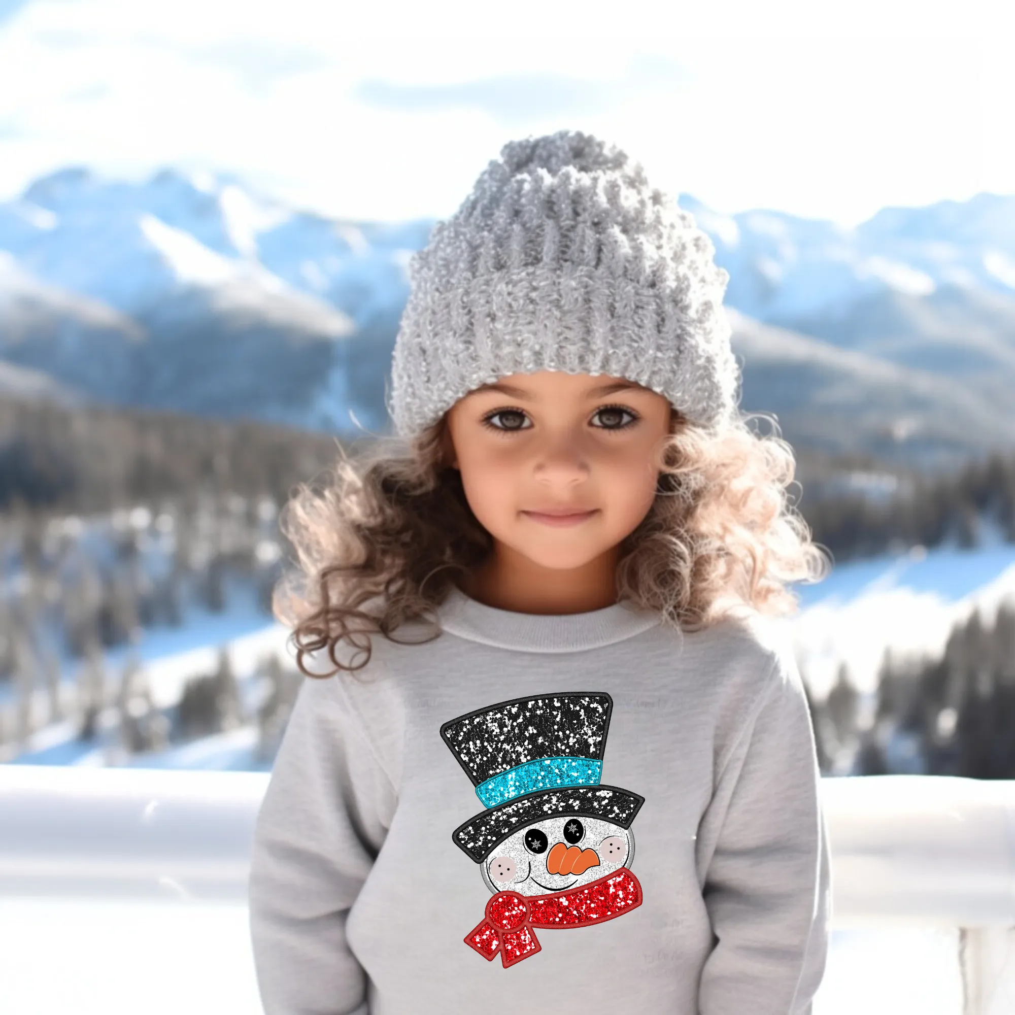 Faux Sequin Snowman Sweatshirt for Kids