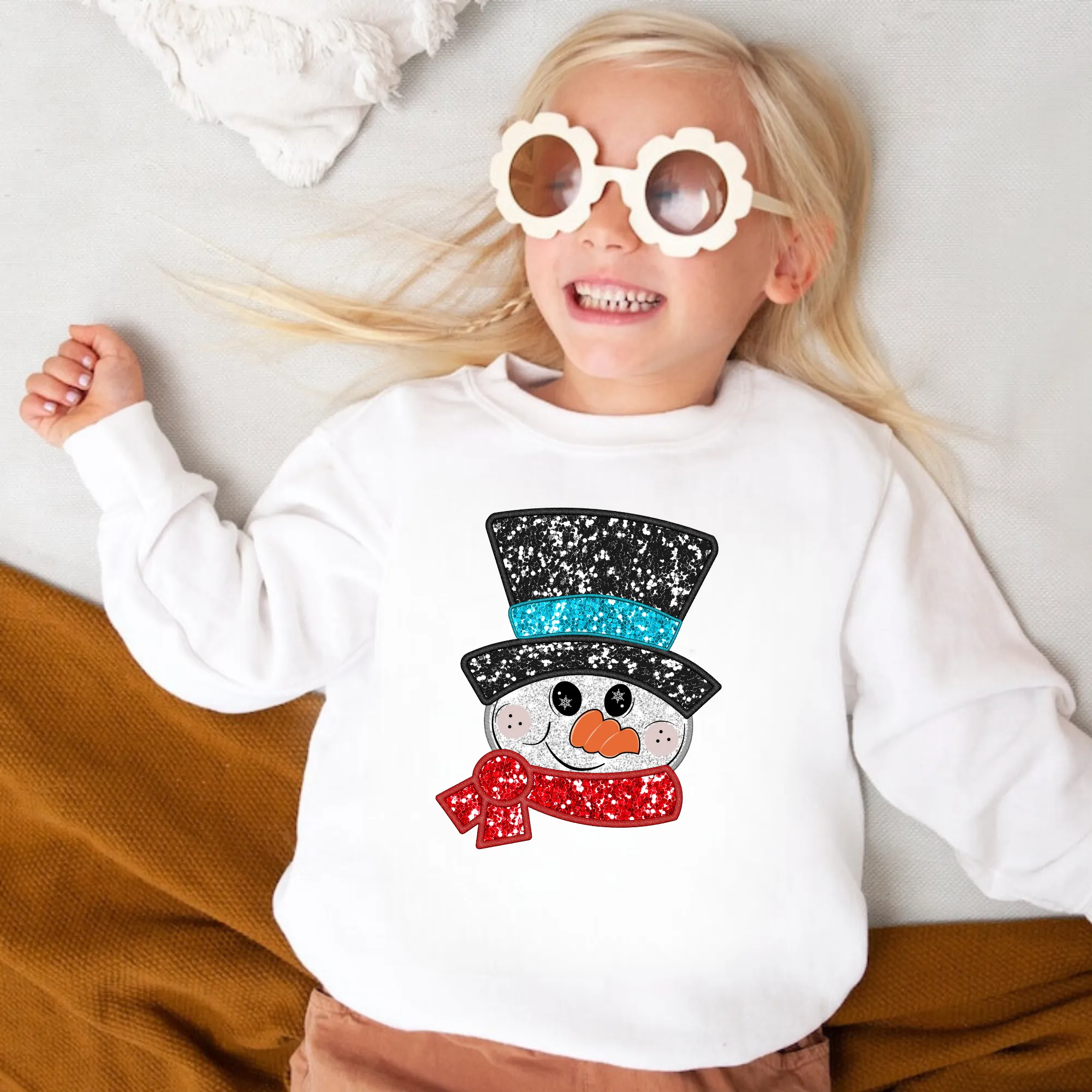 Faux Sequin Snowman Sweatshirt for Kids