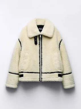 Faux shearling biker jacket