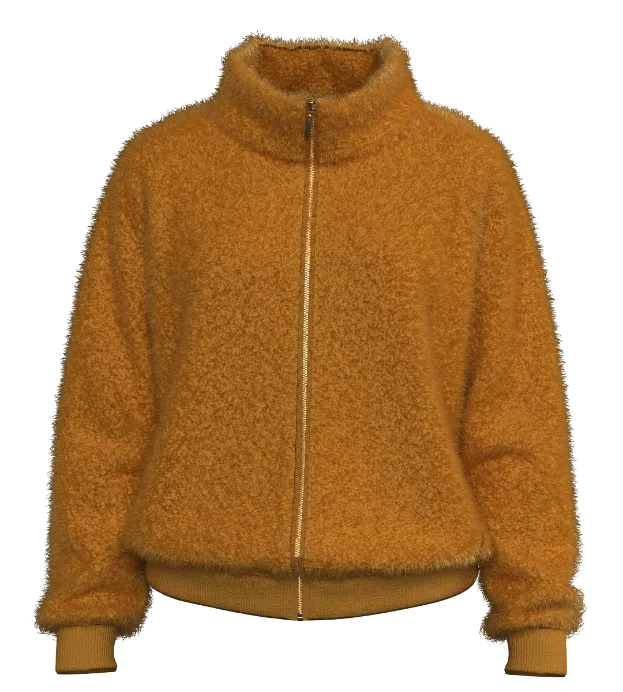 Faux Shearling Fleece Jacket - GOLDEN GLOW