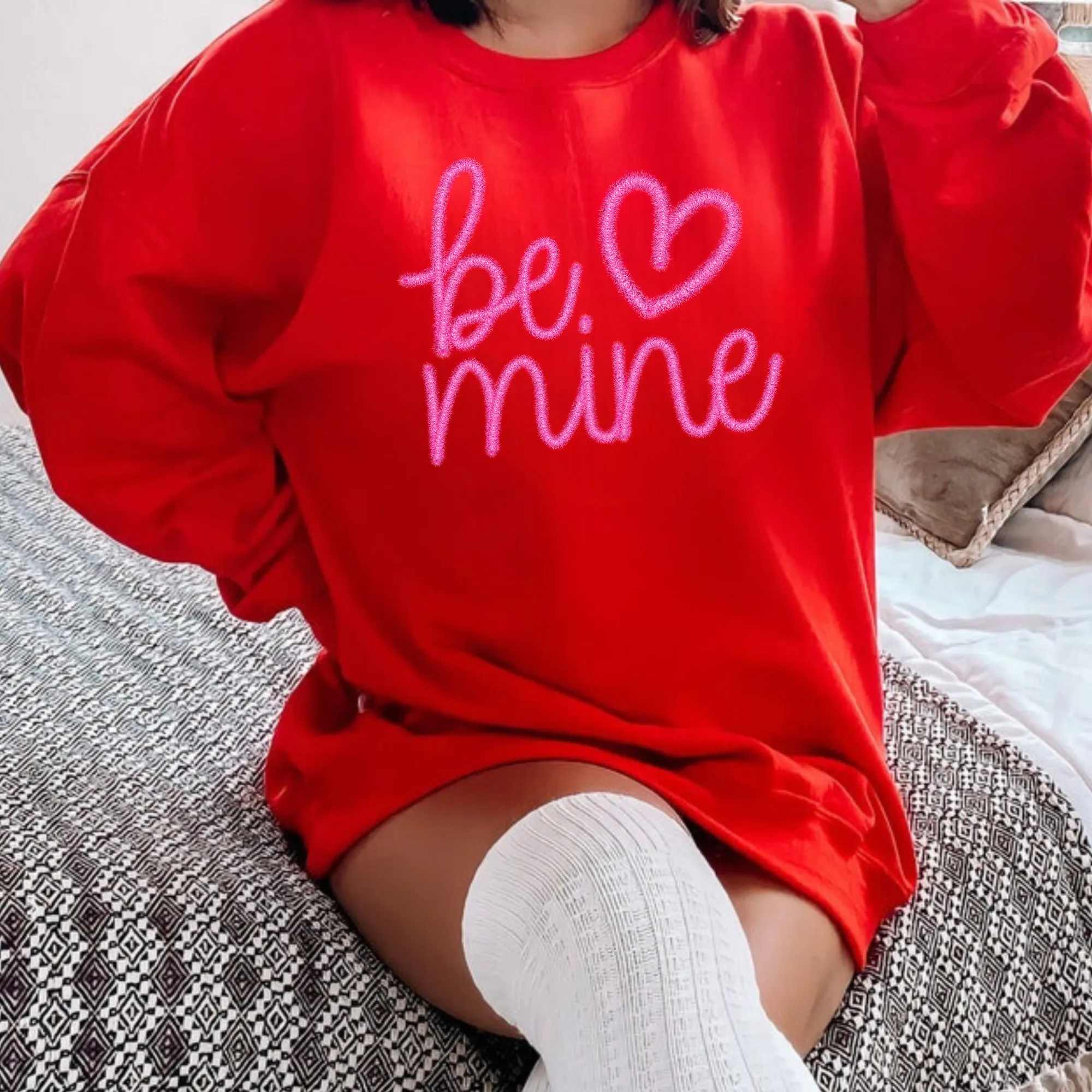 Faux Tinsel Be Mine Valentine's Day Sweatshirt