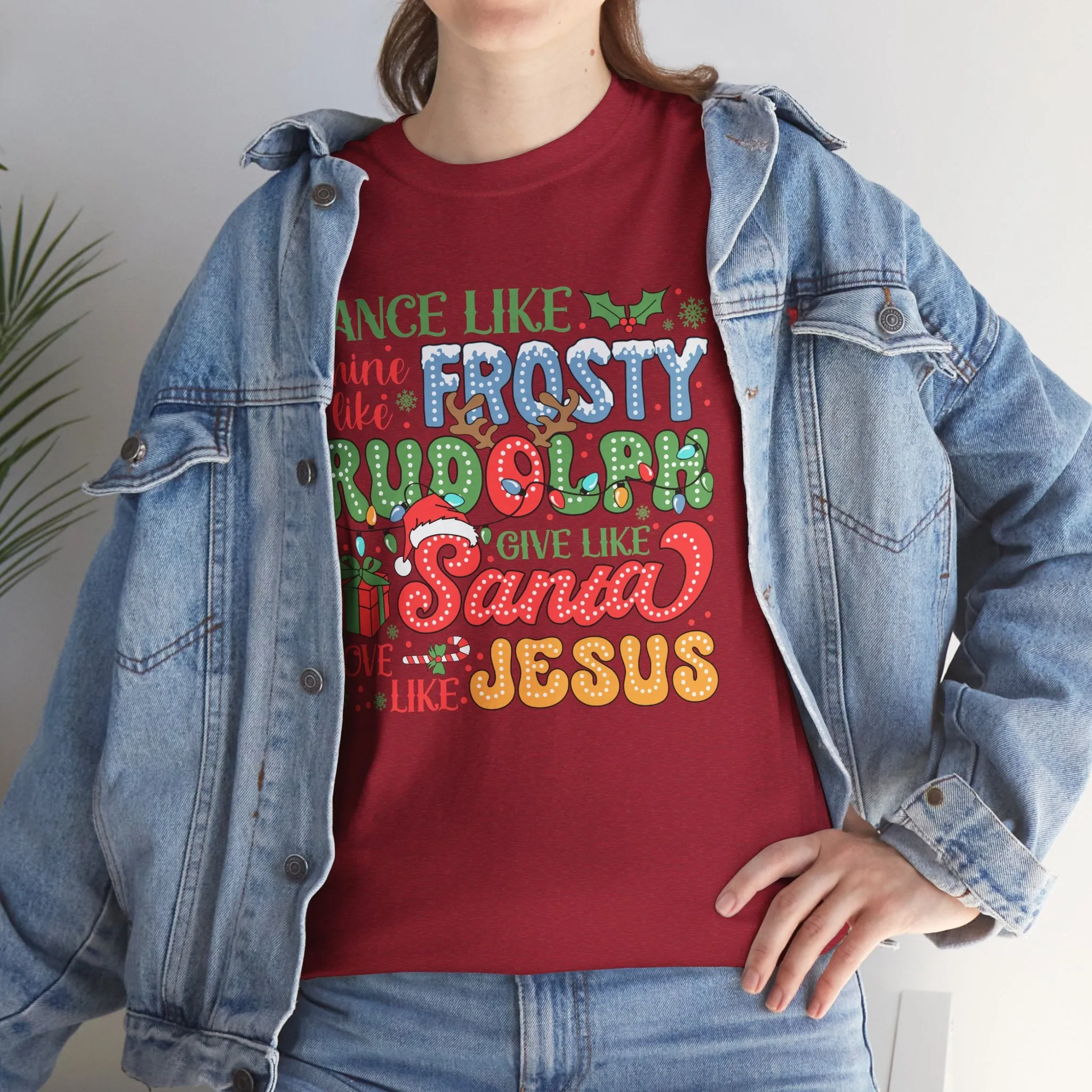 Festive Christmas Tee - 'Dance Like Frosty, Give Like Santa, Love Like Jesus'