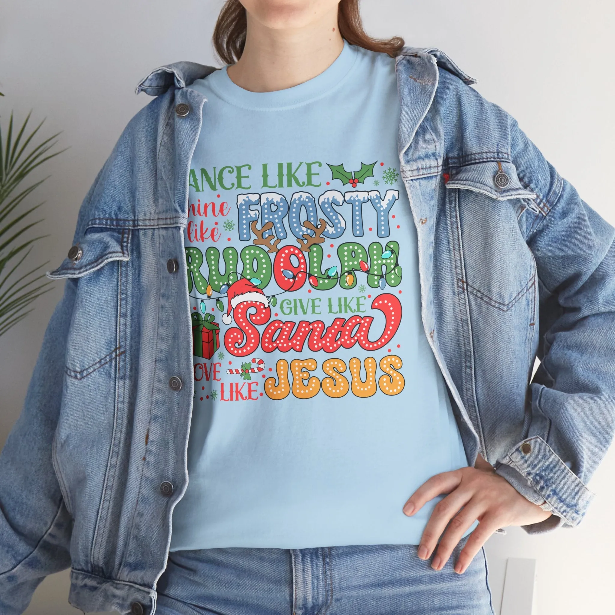 Festive Christmas Tee - 'Dance Like Frosty, Give Like Santa, Love Like Jesus'