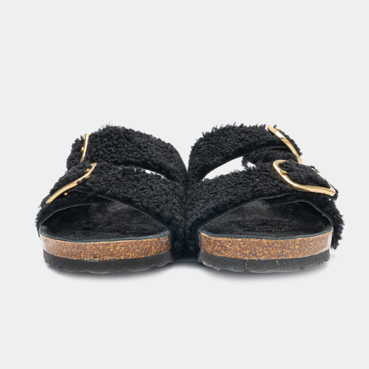 FIRENZE - Black sheepskin slippers