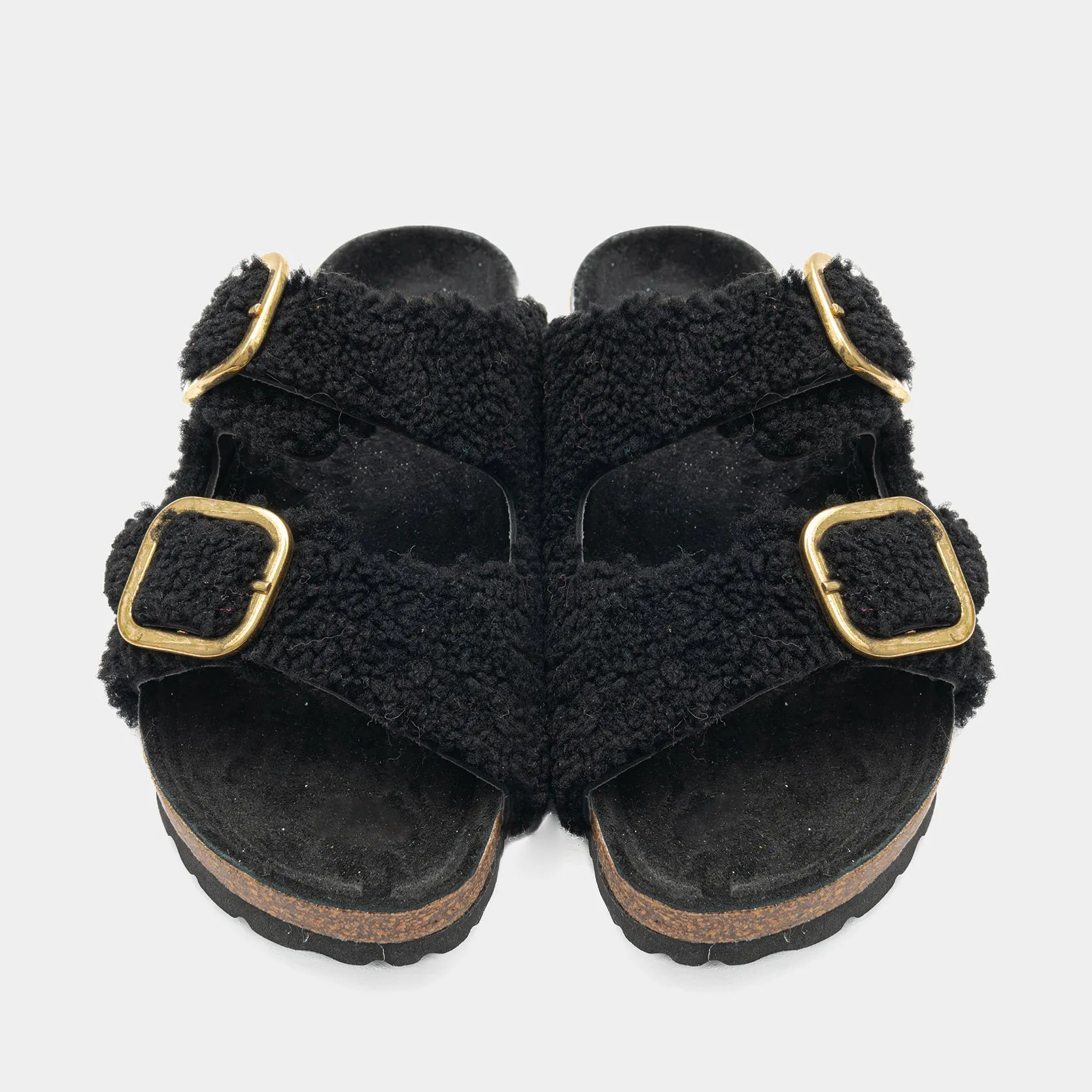 FIRENZE - Black sheepskin slippers