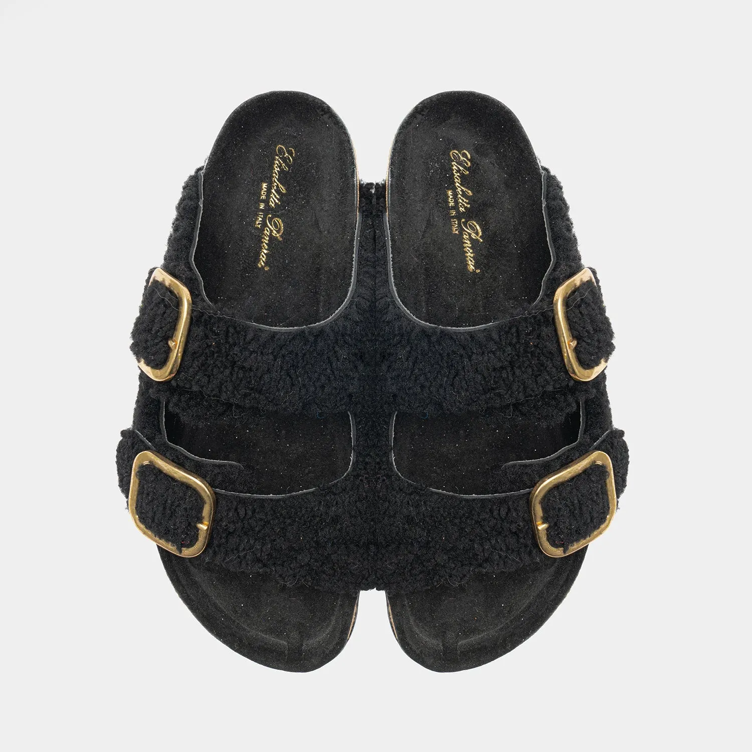 FIRENZE - Black sheepskin slippers