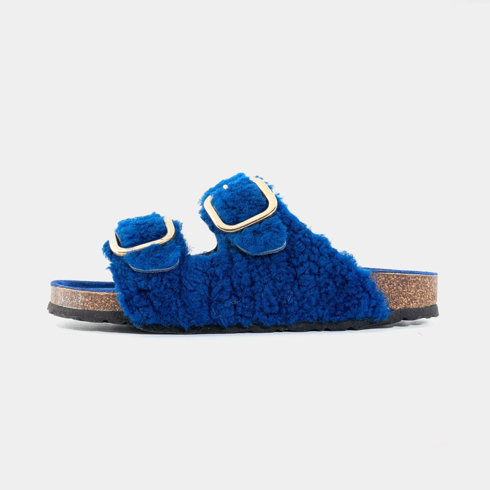 FIRENZE - Blue sheepskin slippers