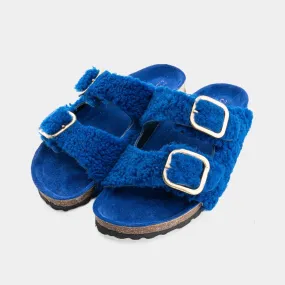 FIRENZE - Blue sheepskin slippers