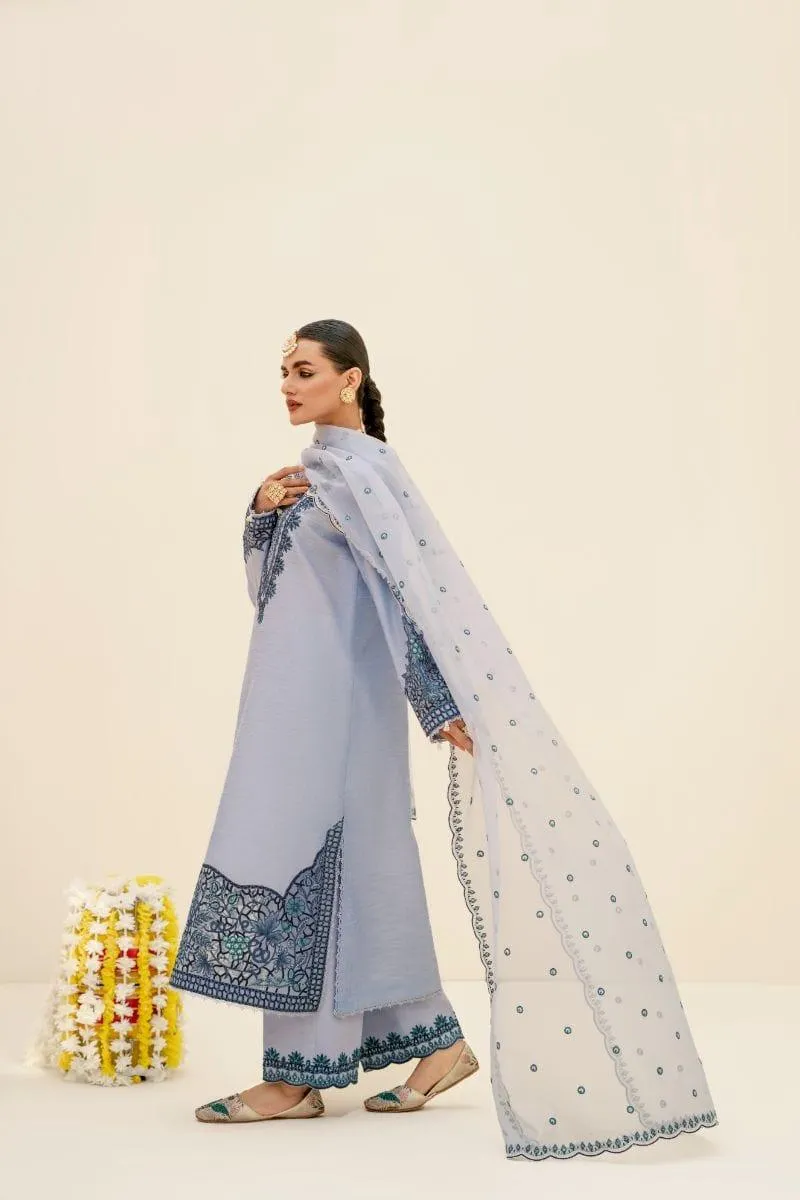 Fozia Khalid - Heather Blue - Embroidered - 3 Piece