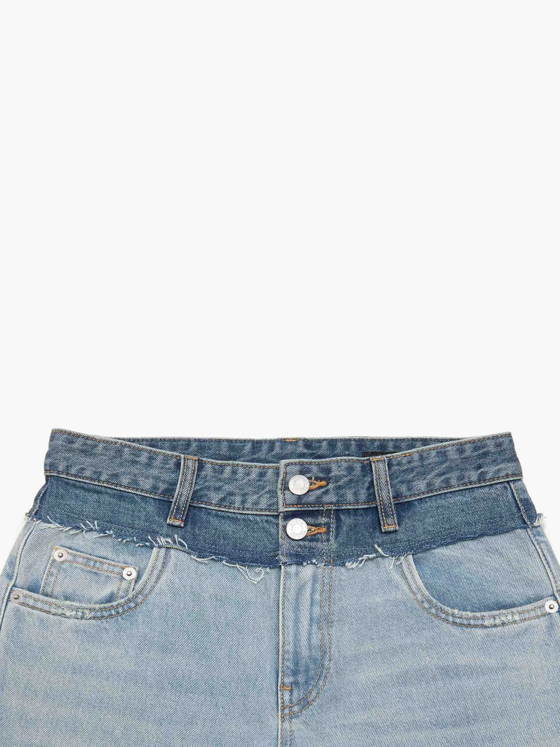 Frayed Seam Straight Jeans