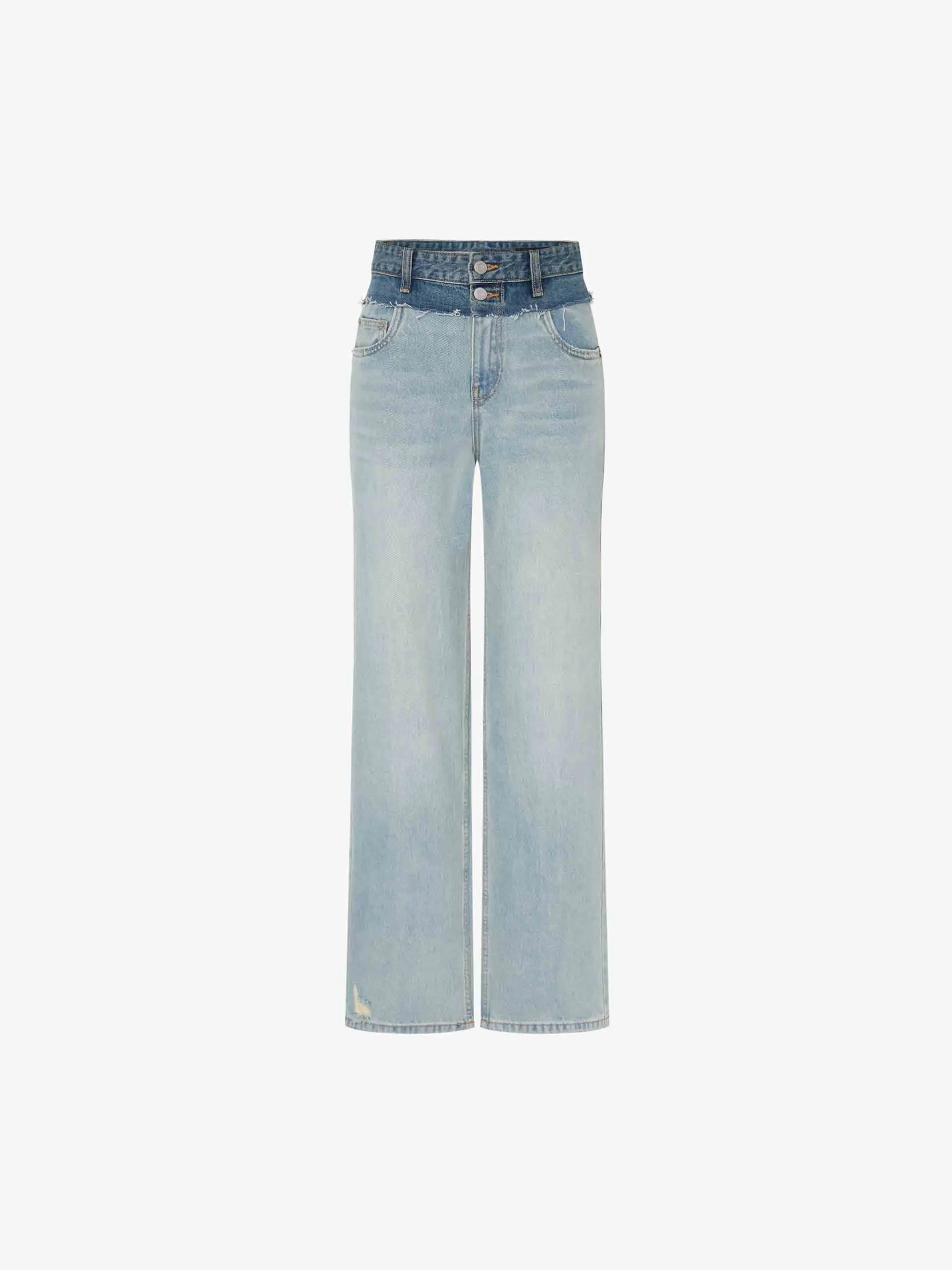 Frayed Seam Straight Jeans