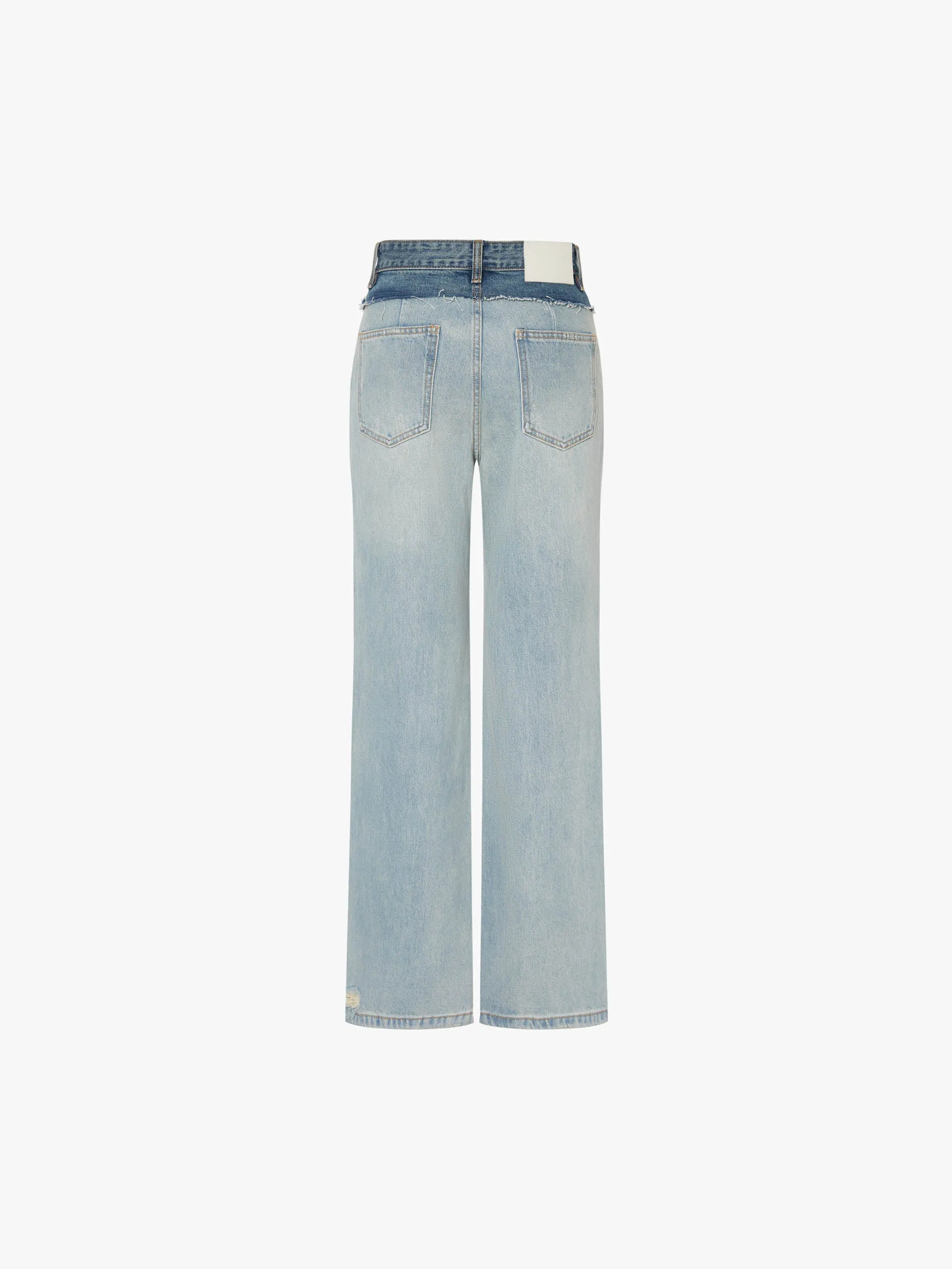 Frayed Seam Straight Jeans