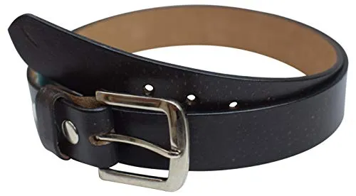 Full Grain Genuine Leather Black Casual Dress Belt with Removable Buckle