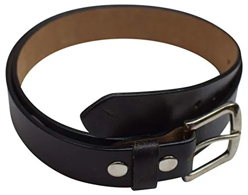 Full Grain Genuine Leather Black Casual Dress Belt with Removable Buckle