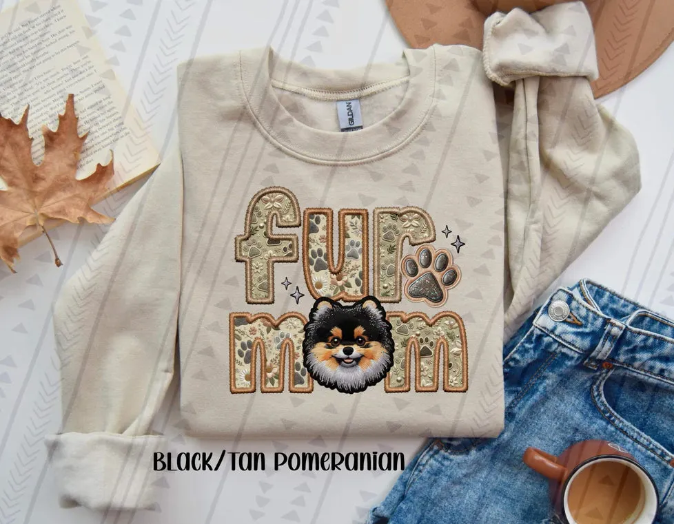 Fur Mom Black or Tan Pomeranian Dog Sweatshirt  - Natural Stone