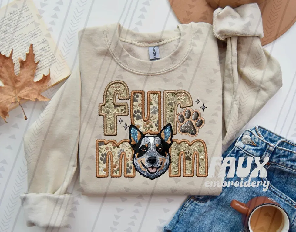 Fur Mom Blue or Red Heeler Dog  Sweatshirt  - Natural Stone